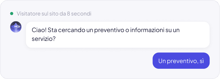Nebula AI scrive per primo a un visitatore appena arrivato sul sito