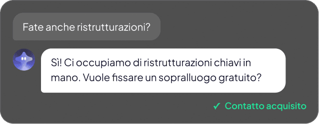 Nebula AI integrato in un sito risponde a un cliente e cattura il contatto