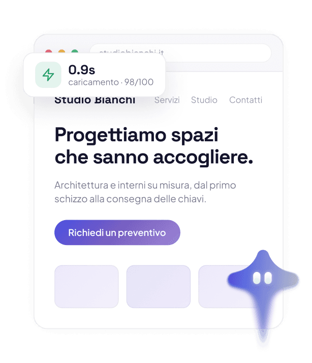 Esempio di sito web progettato da Nebula con punteggio di performance 98/100
