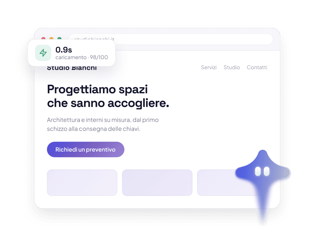 Esempio di sito web progettato da Nebula con punteggio di performance 98/100